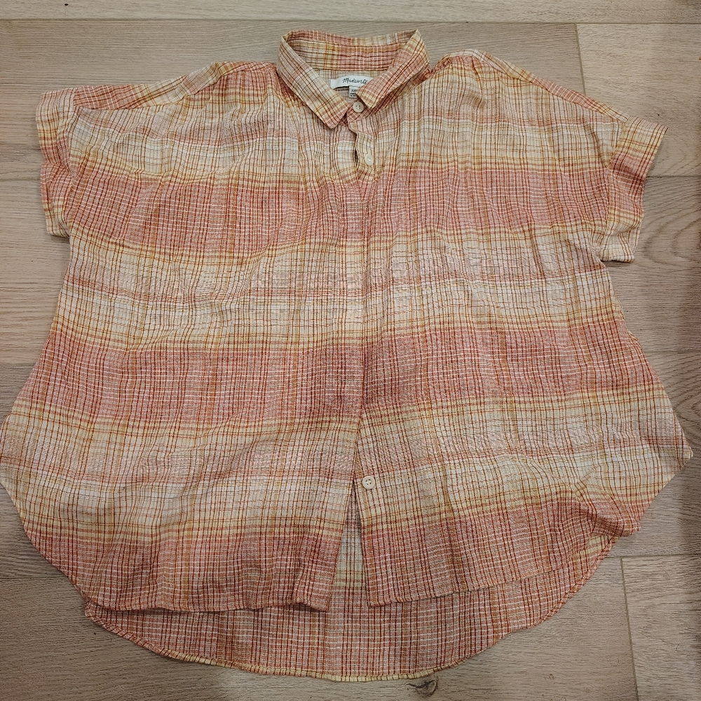 Madewell Red and Yellow Casual Button Down Shirt